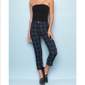 Brandy Melville Jane Pants in Green Tartan/Plaid